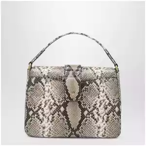 Burberry Small Rider bag in calf leather, Natural/Dk Brown