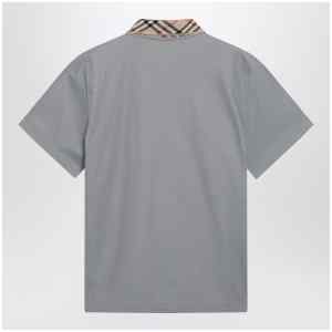Burberry Grey cotton polo with Check collar
