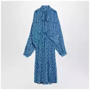 Balenciaga Midi dress with bow and blue print
