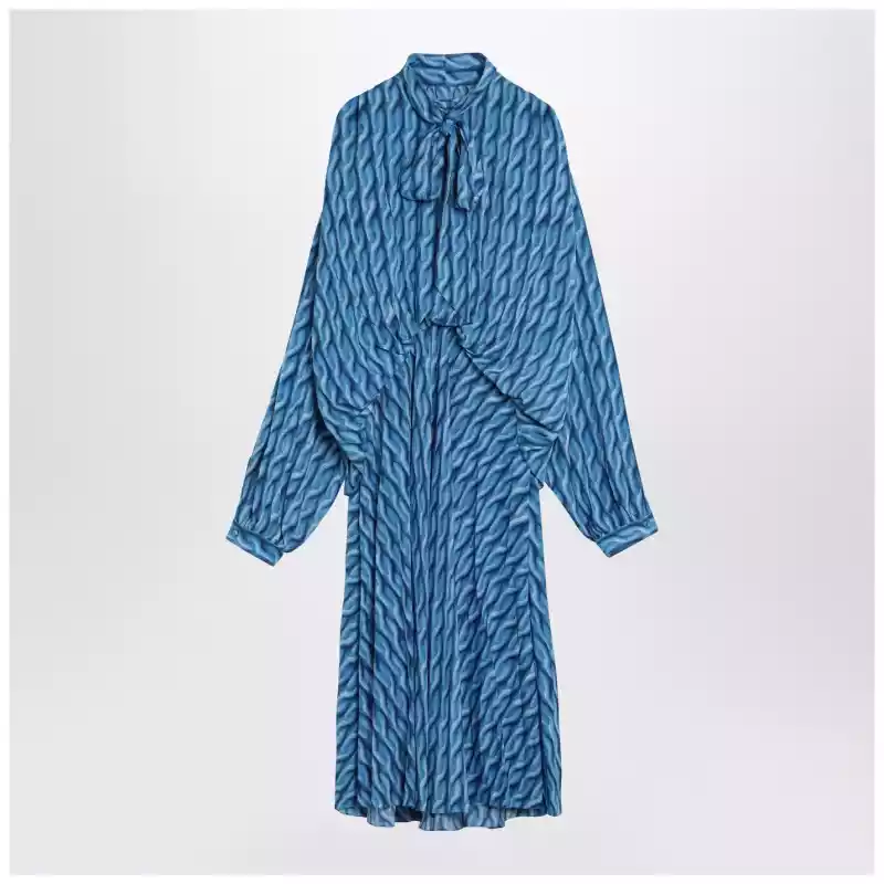 Balenciaga Midi dress with bow and blue print