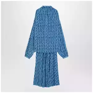 Balenciaga Midi dress with bow and blue print