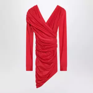 Balenciaga Draped mini dress in red jersey
