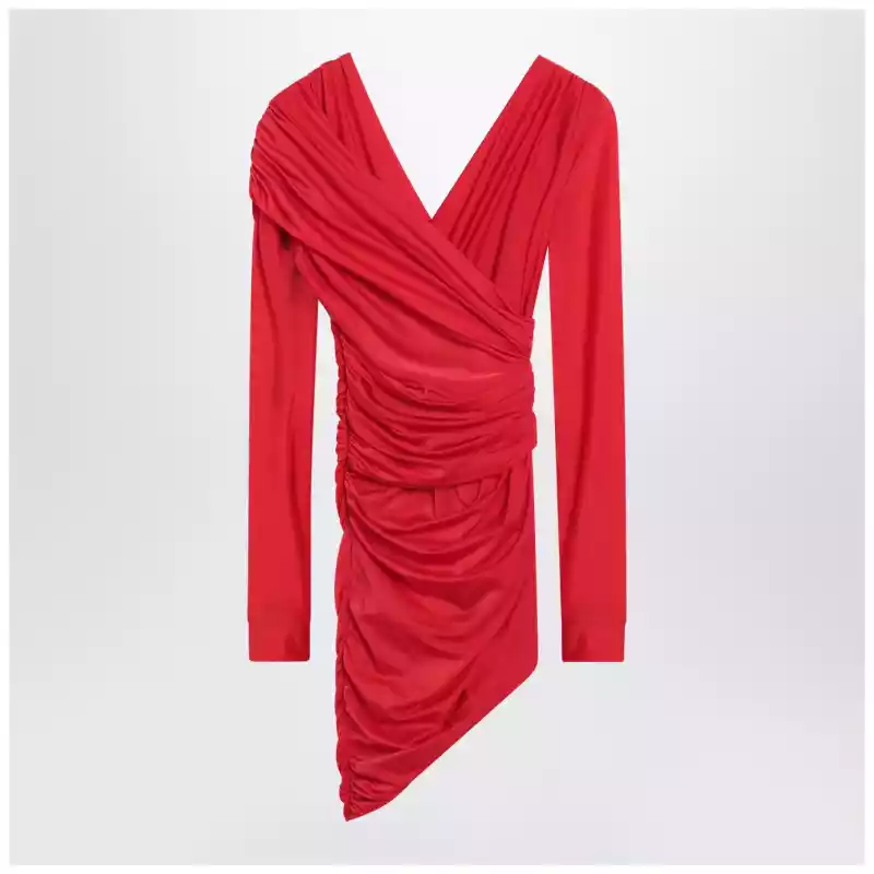 Balenciaga Draped mini dress in red jersey