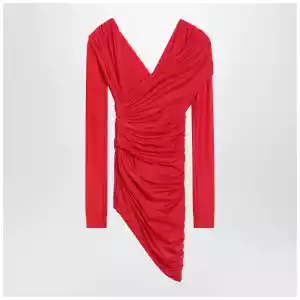 Balenciaga Draped mini dress in red jersey