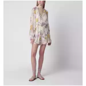 ZIMMERMANN Cream short jumpsuit with floral pattern