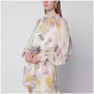 ZIMMERMANN Cream short jumpsuit with floral pattern