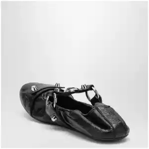 Balenciaga City black ballet flats in Arena lambskin leather