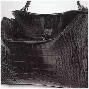 Balenciaga Rodeo mini handbag in espresso crocodile-embossed leather