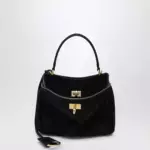 Balenciaga Rodeo Mini handbag in calf suede, black