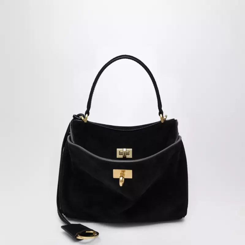 Balenciaga Rodeo Mini handbag in calf suede, black