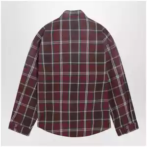 Balenciaga Burgundy plaid cotton-blend flannel zip shirt