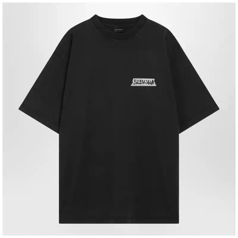 Balenciaga Black washed Masking Tape T-shirt with medium fit