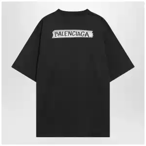Balenciaga Black washed Masking Tape T-shirt with medium fit