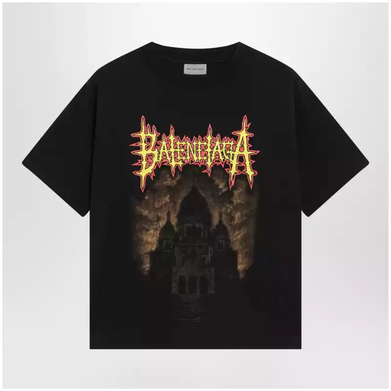 Balenciaga Sacré Cœur print medium-fit cotton T-shirt in black