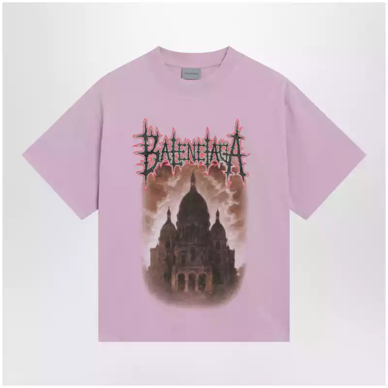 Balenciaga Women's Sacré Cœur T-shirt in jersey, old pink