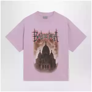 Balenciaga Women's Sacré Cœur T-shirt in jersey, old pink