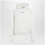 Balenciaga Medium-fit embroidered hoodie in dry fleece, cream
