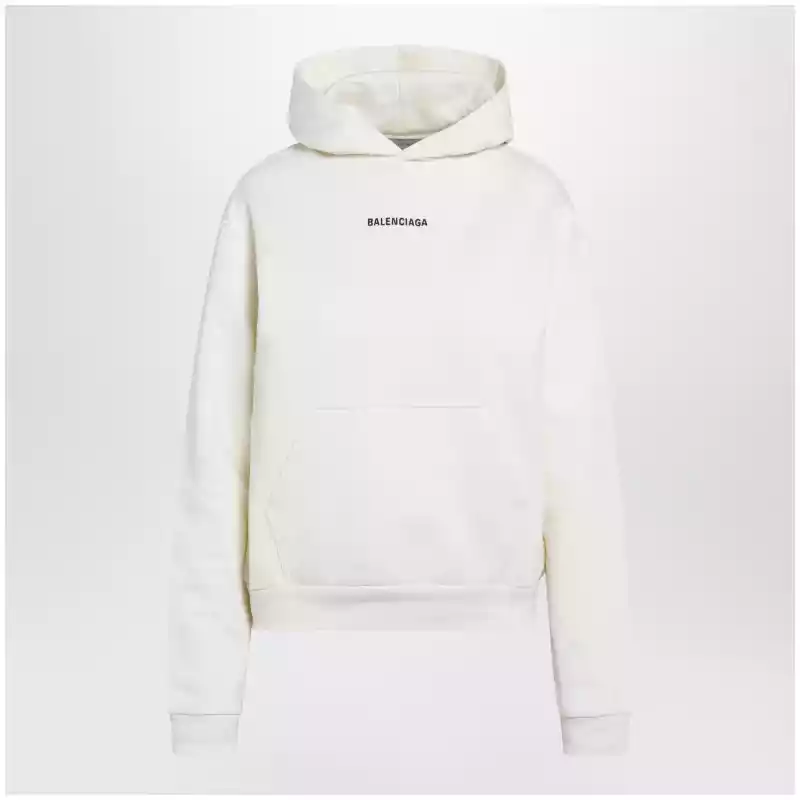 Balenciaga Medium-fit embroidered hoodie in dry fleece, cream