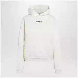Balenciaga Medium-fit embroidered hoodie in dry fleece, cream