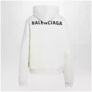 Balenciaga Medium-fit embroidered hoodie in dry fleece, cream
