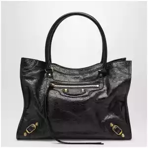Balenciaga Le City small lambskin leather tote bag in black
