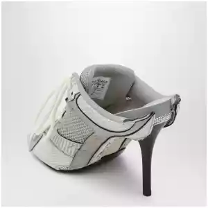 Balenciaga Stapler grey heeled sandals with distressed effect