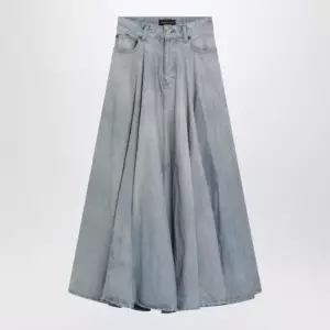 Balenciaga Light blue maxi godet denim skirt