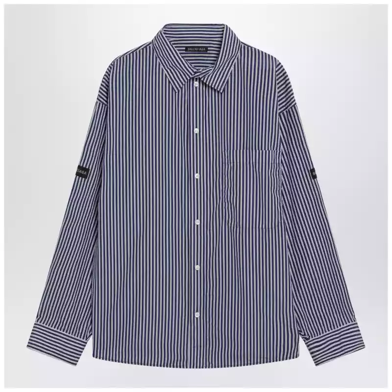 Balenciaga Oversize navy blue and white striped shirt