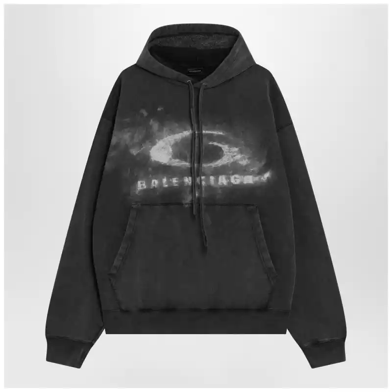 Balenciaga Black faded Crayon Loop oversize hoodie