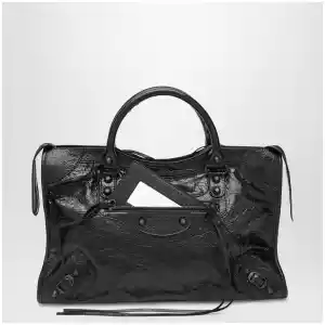 Balenciaga Le City Medium lambskin leather handbag in black