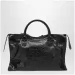 Balenciaga Le City Medium lambskin leather handbag in black