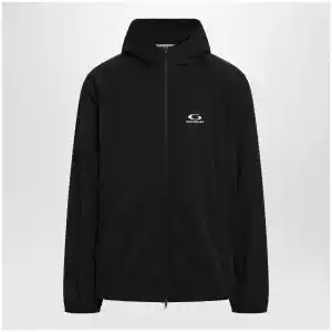 Balenciaga Technical hooded track jacket in polyamide, black