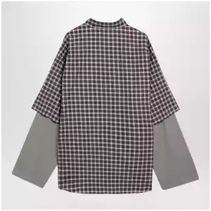 Balenciaga Wrong Sleeve shirt in red/navy check poplin