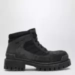 Balenciaga Combat Strike low lace-up suede boots brown/black