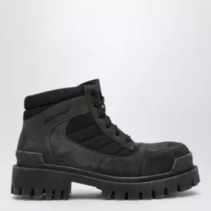 Balenciaga Combat Strike low lace-up suede boots brown/black