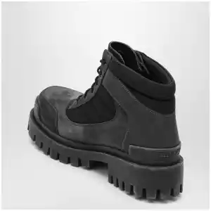 Balenciaga Combat Strike low lace-up suede boots brown/black