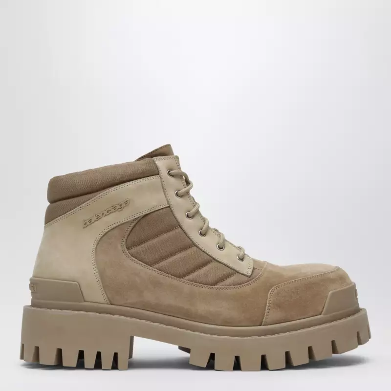 Balenciaga Sand-colored nubuck Combat Strike boots