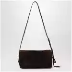 Balenciaga Le 7 Medium suede calfskin shoulder bag in Moka/Ruby
