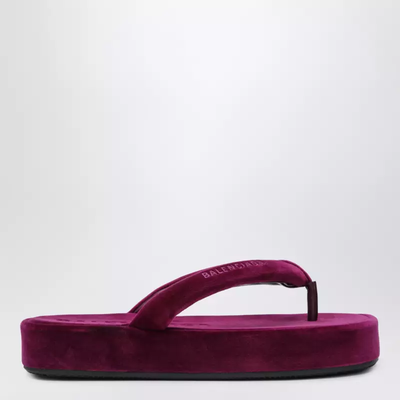 Balenciaga Jet Lag stretch velvet flip-flops in purple
