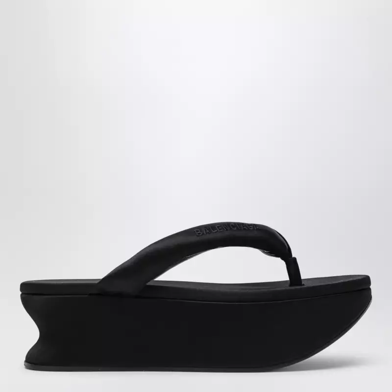 Balenciaga Gaeta thong sandals in satin, black