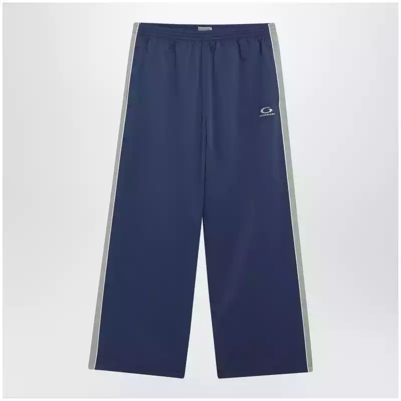 Balenciaga Washed technical satin track pants in marine blue