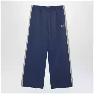 Balenciaga Washed technical satin track pants in marine blue