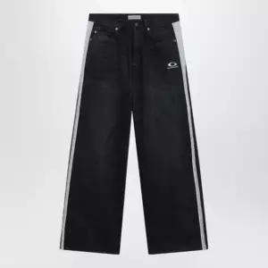 Balenciaga Denim trousers with dark brown and black trims