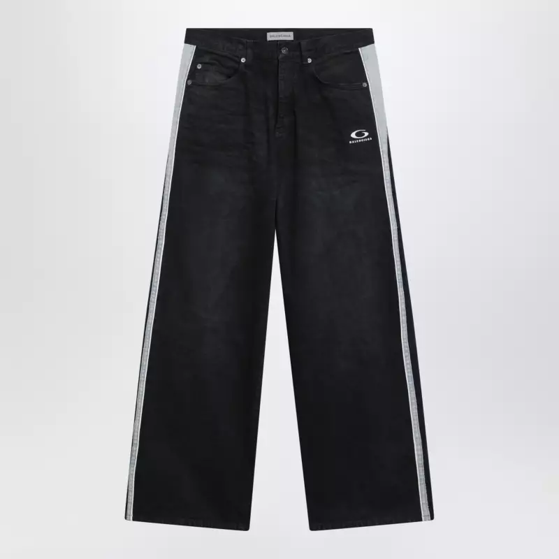 Balenciaga Denim trousers with dark brown and black trims