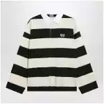 Balenciaga Striped jersey polo shirt in cotton, brown
