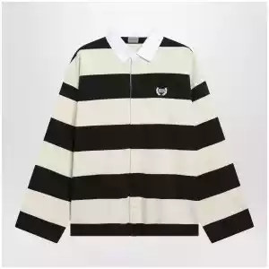 Balenciaga Striped jersey polo shirt in cotton, brown