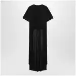Balenciaga Black maxi train T-shirt in cotton jersey
