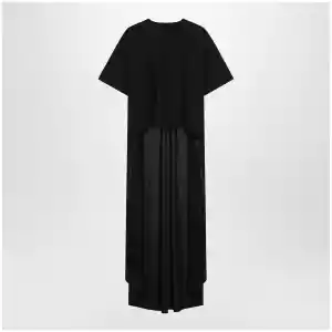 Balenciaga Black maxi train T-shirt in cotton jersey