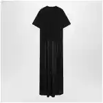 Balenciaga Black maxi train T-shirt in cotton jersey