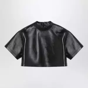Balenciaga Black Cropped Leather Top